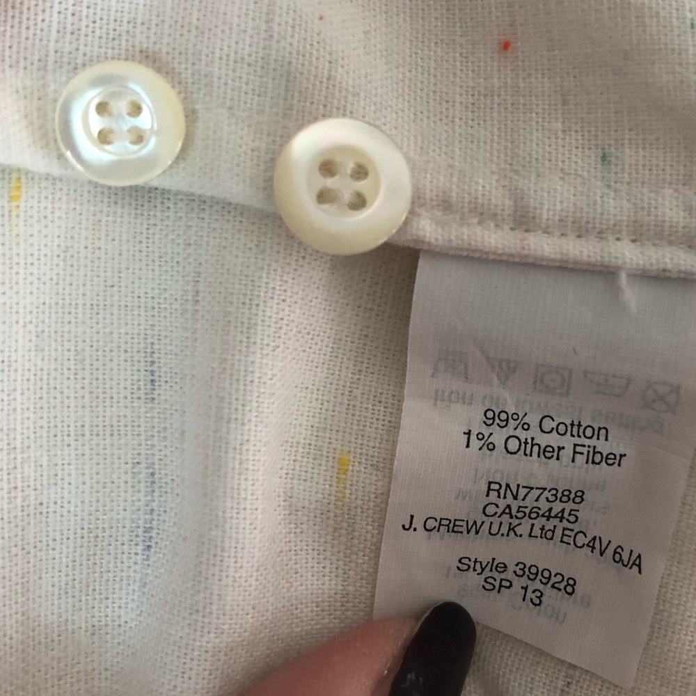 J.Crew White/Multi Colored Button Down - image 5